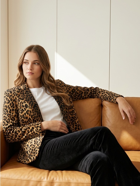Jones New York Jackets & Blazers - Jones New York Leopard Print Blazer in Tan and Black